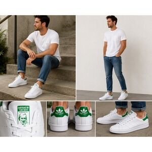 Adidas Stan Smith NEW Mens Shoes White Green Low Top Sneakers Size 10.5